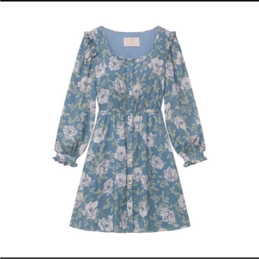 EUC Gal Meets Glam Blue Floral Long Sleeve Dress